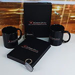 Кружка, блокнот и брелоки с логотипом DOMA-DV