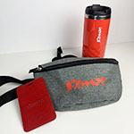 Набор с логотипом Комус: поясная сумка, термокружка и чехол для пропуска