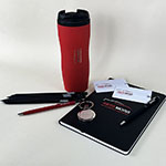 Набор с логотипом АвтоМолл: блокнот, термокружка, флешка, ручки, карандаши и брелок