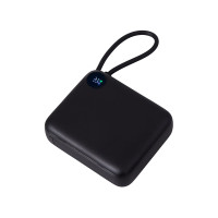 Внешний аккумулятор со встроенным кабелем Liri, QC/PD, 10000 мАч, черный