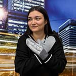 Вязаные варежки с логотипом Маникюр под защитой