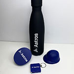 Набор с логотипом Astros: термобутылка, антистресс каска и брелок рулетка