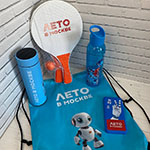 Набор с логотипом Лето в Москве: набор для настольного тенниса, рюкзак-мешок, термос, бутылка для воды и пауэрбанк