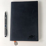 Ежедневник и ручка с логотипом Стальные Канаты, блинтовое тиснение, лазерная гравировка