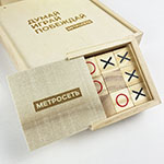 Деревянная игра Крестики нолики с логотипом Метросеть