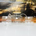 Набор: заварочный чайник и стаканы с двойными стенками с логотипом Прин